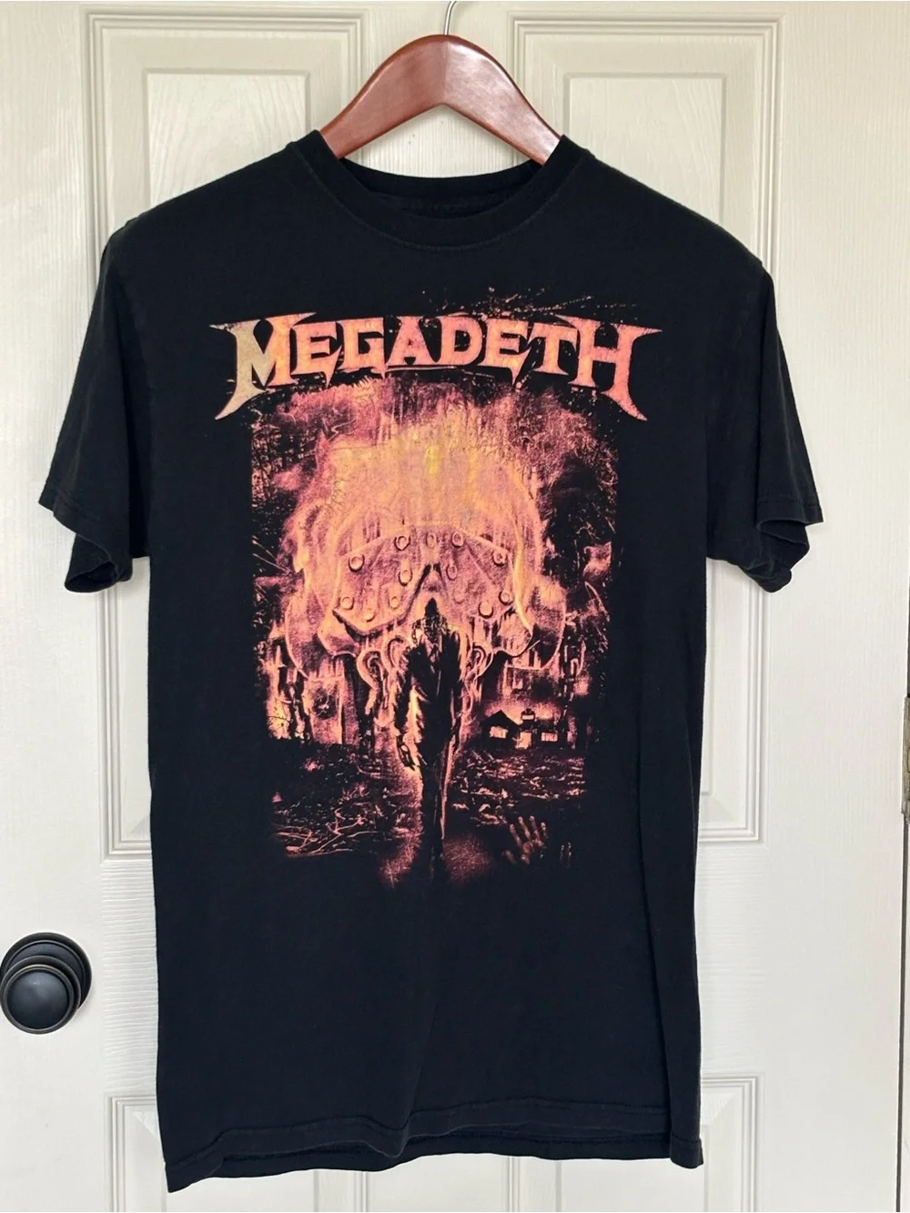Black Graphic Band T-Shirt - Orange Print